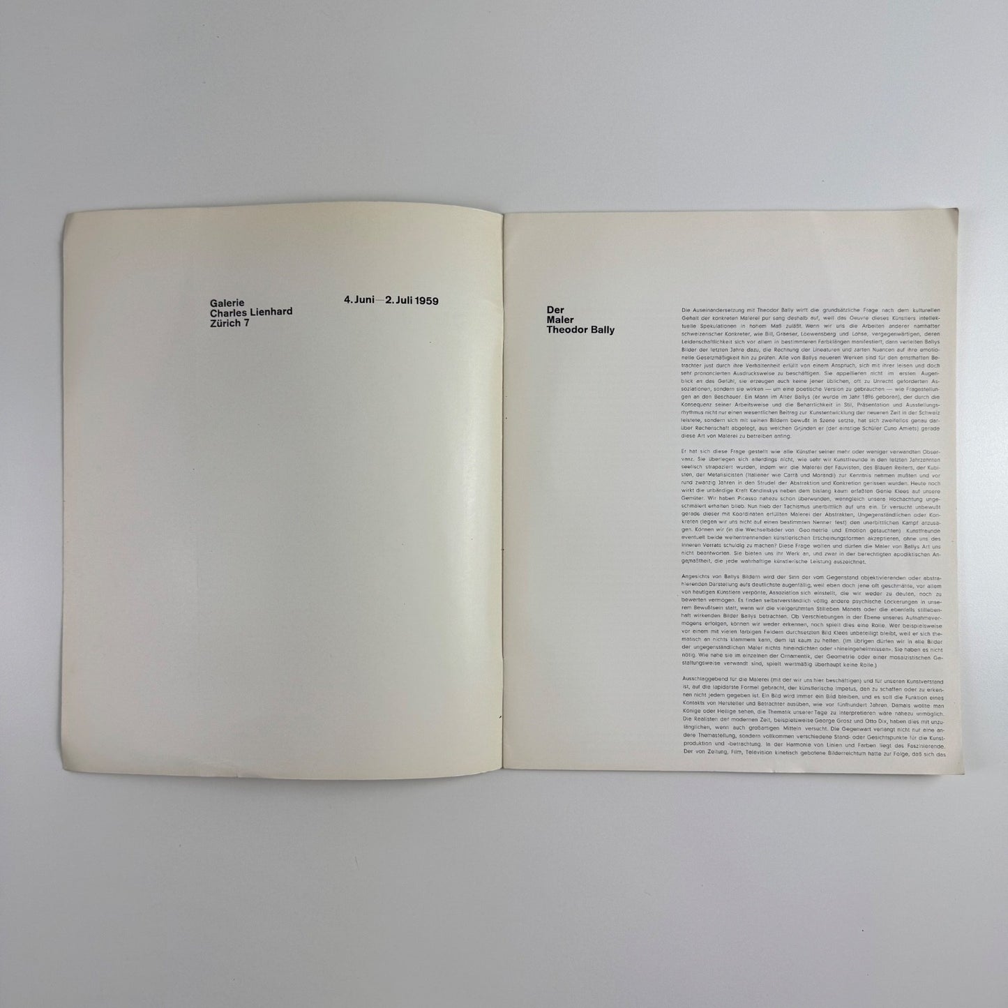 Theodor Bally | Galerie Charles Lienhard Zürich, 1959