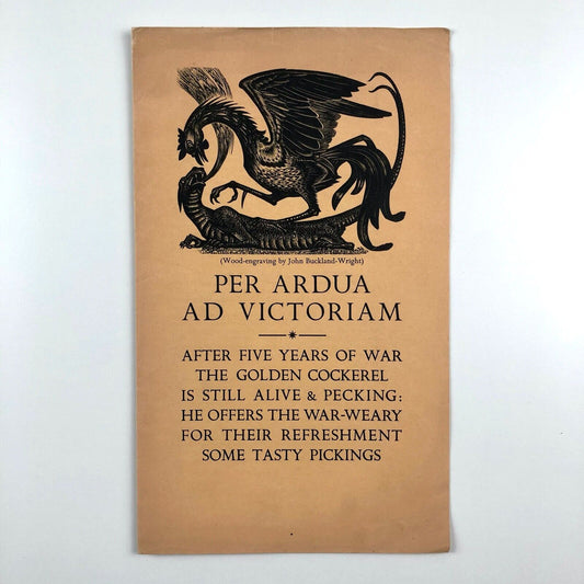 The Golden Cockerel Press | Per Ardua Ad Victoriam – 1944 prospectus leaflet | John Buckland-Wright