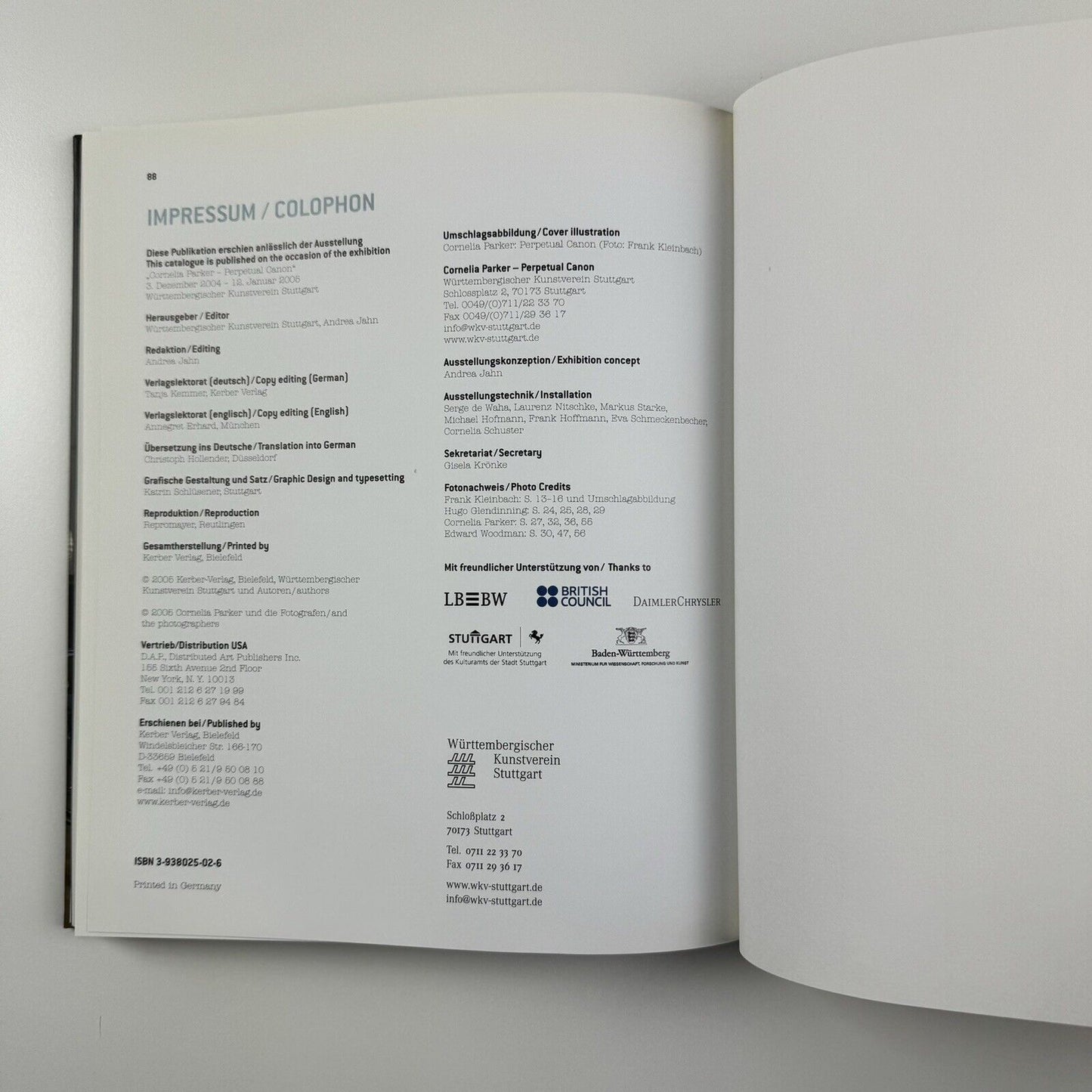 Cornelia Parker. Perpetual Canon. Cornelia Parker interviewed by Andrea Jahn | Kerber, 2004