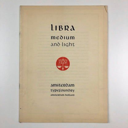 Libra Medium and Light | Amsterdam Type Foundry type specimen | S.H. de Roos | Undated, presumed c.1938