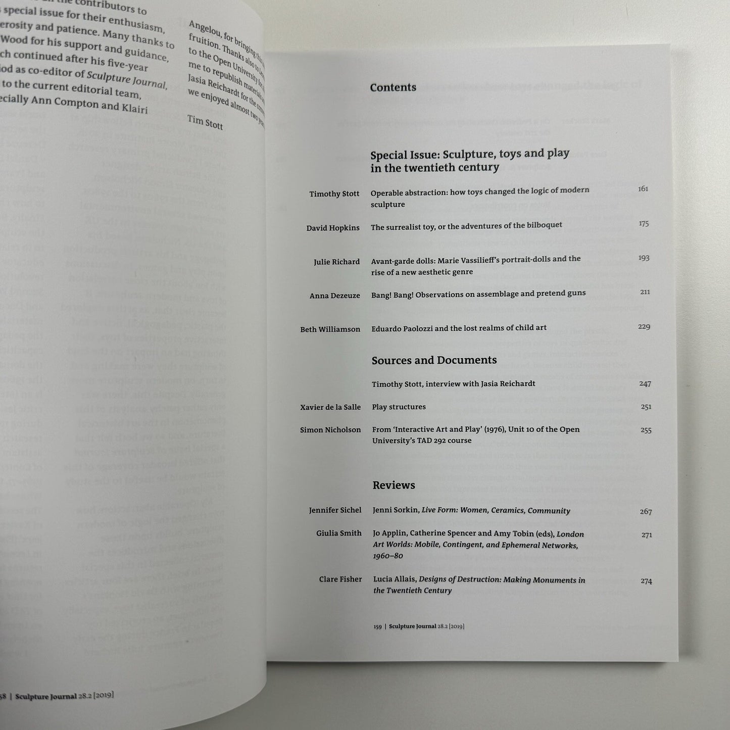 Sculpture Journal | Vol 28.2, 2019 | Liverpool University Press and The Public Monuments and Sculpture Association | Special issue: Sculpture, toys and play in the twentieth century