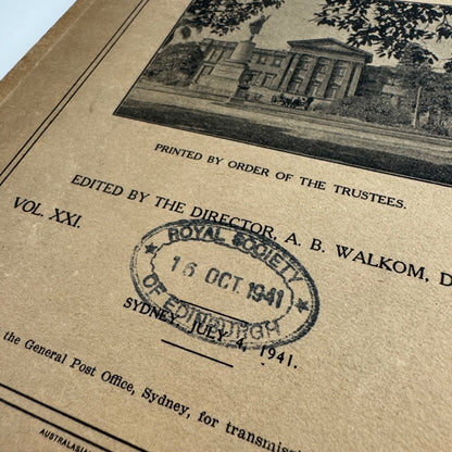 Records of the Australian Museum ed. A.B. Walkom Vol XXI, No. 1 4 July 1941