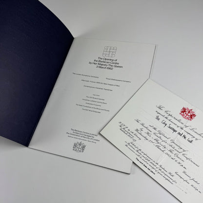 Opening of the Barbican Center by Her Majesty The Queen 3 March 1982 brochure