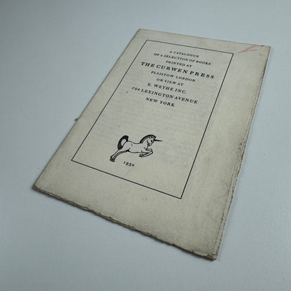 A catalogue of a selection of books printed at The Curwen Press Plaistow London on view at E. Weyhe Inc 794 Lexington Avenue, New York | introduction by Hamish Miles