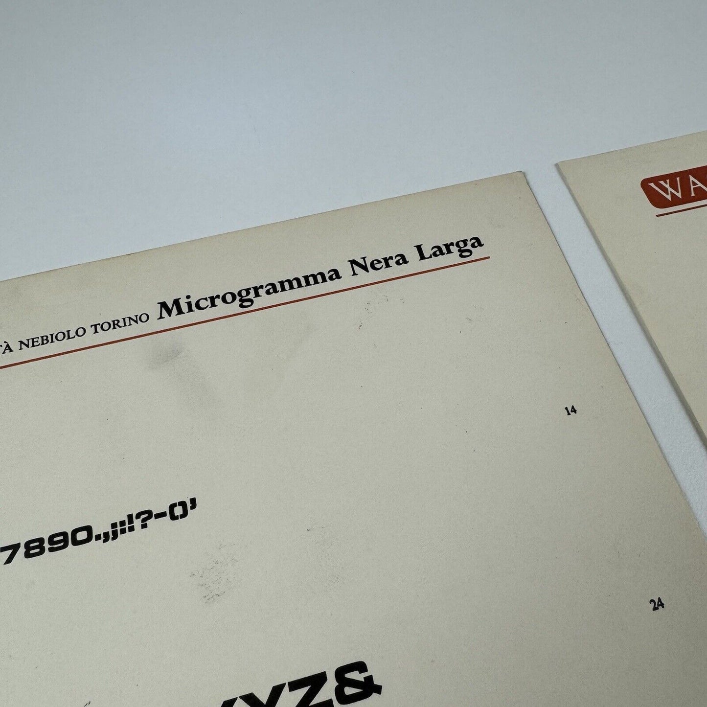 Società Nebiolo Microgramma type specimens x 5 printer Wace and Co Ltd, undated