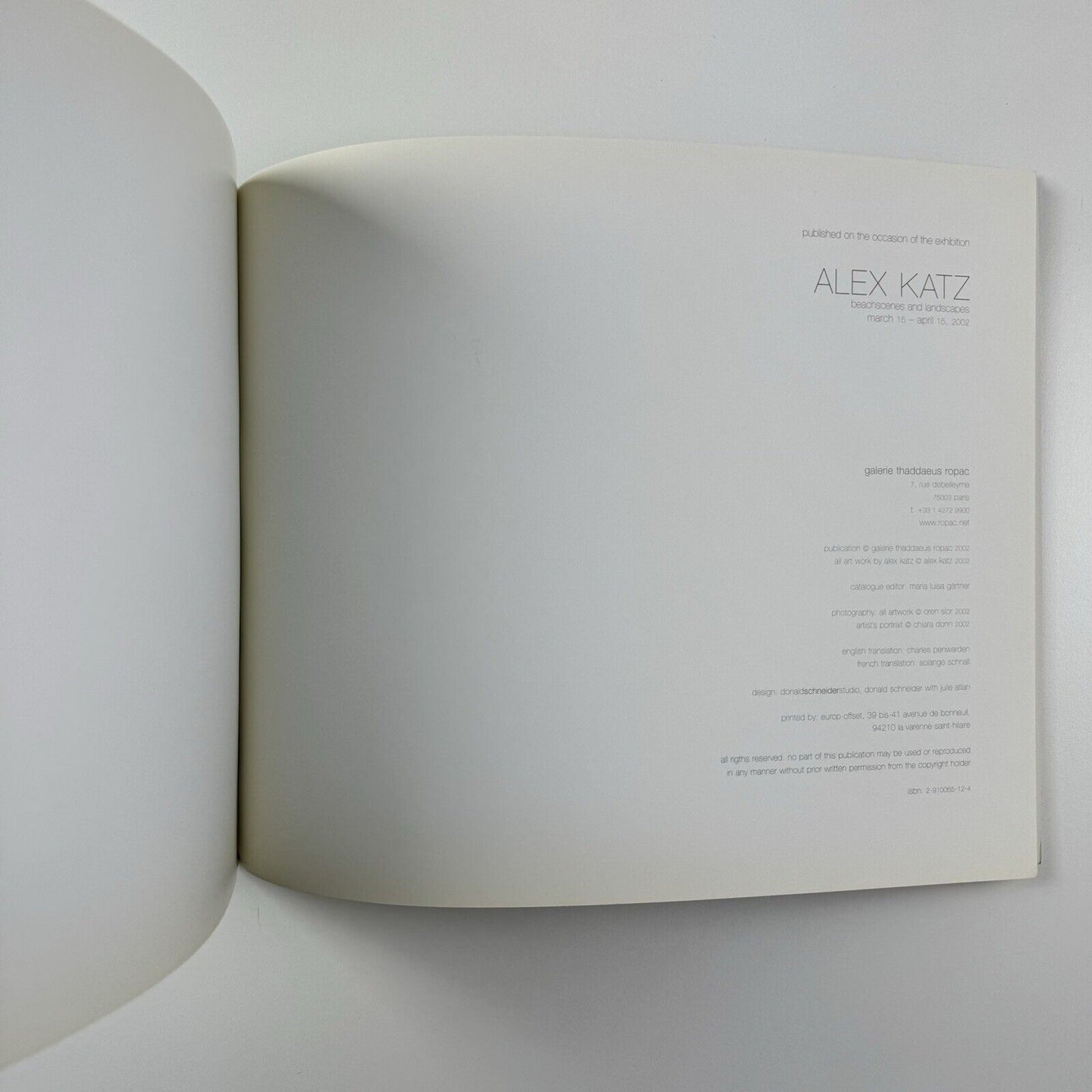 Alex Katz. Beachscenes and landscapes | Galerie Thaddaeus Ropac, 2002