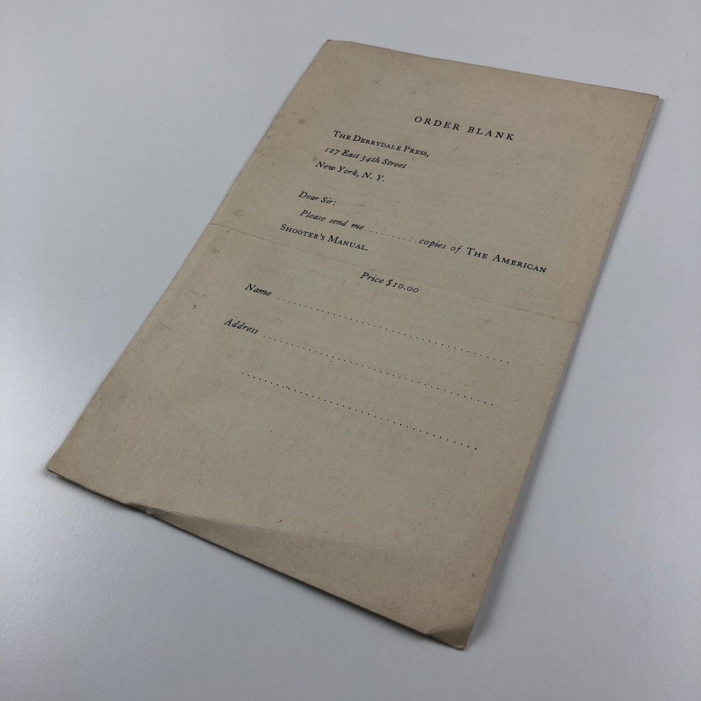 Prospectus – The American Shooter’s Manual | Ernest R. Gee | The Derrydale Press, 1928