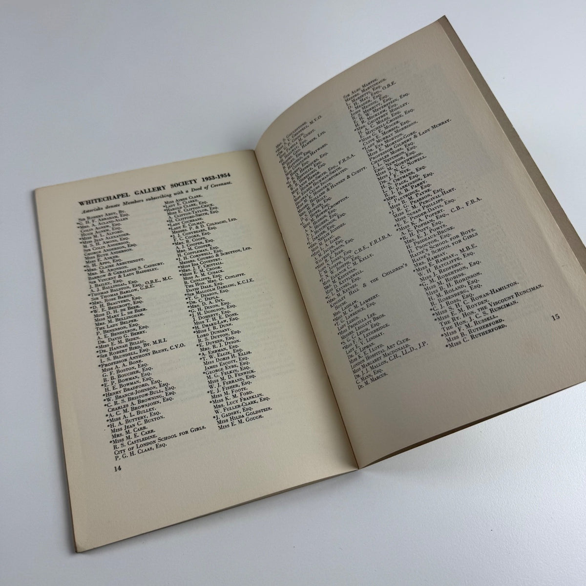 Whitechapel Art Gallery & Whitechapel Gallery Society 53rd Annual Report 1953/54
