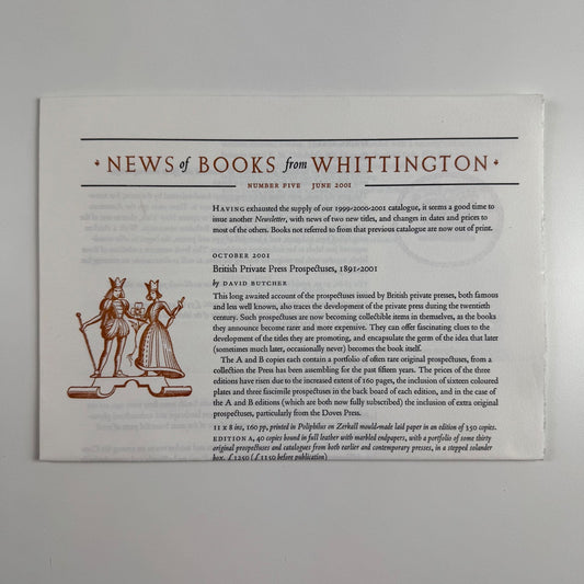 Leaflet News of Books from Whittington Press number 5 June 2001