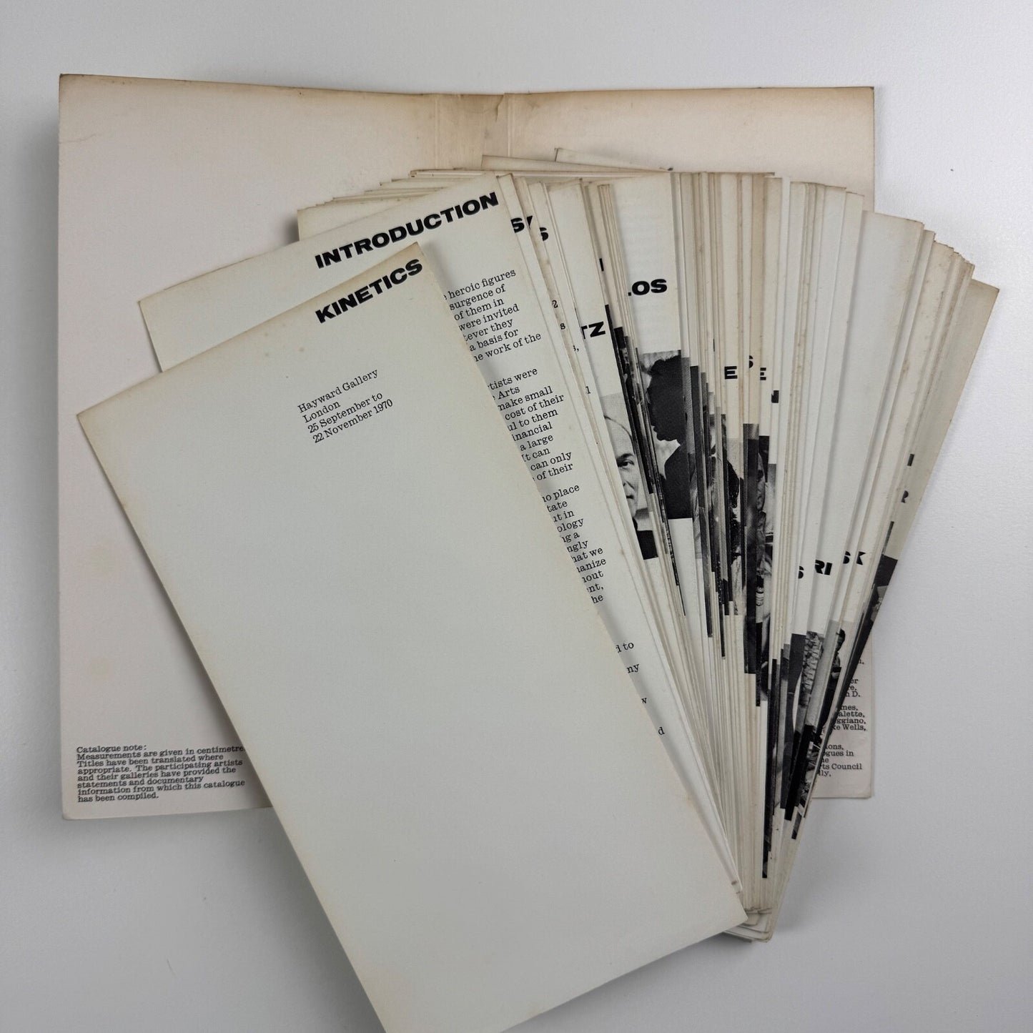 Kinetics. Catalogue to accompany the Arts Council exhibition on kinetic art held at the Hayward Gallery, London 1970. Catalogue design by Crosby/Fletcher and Forbes