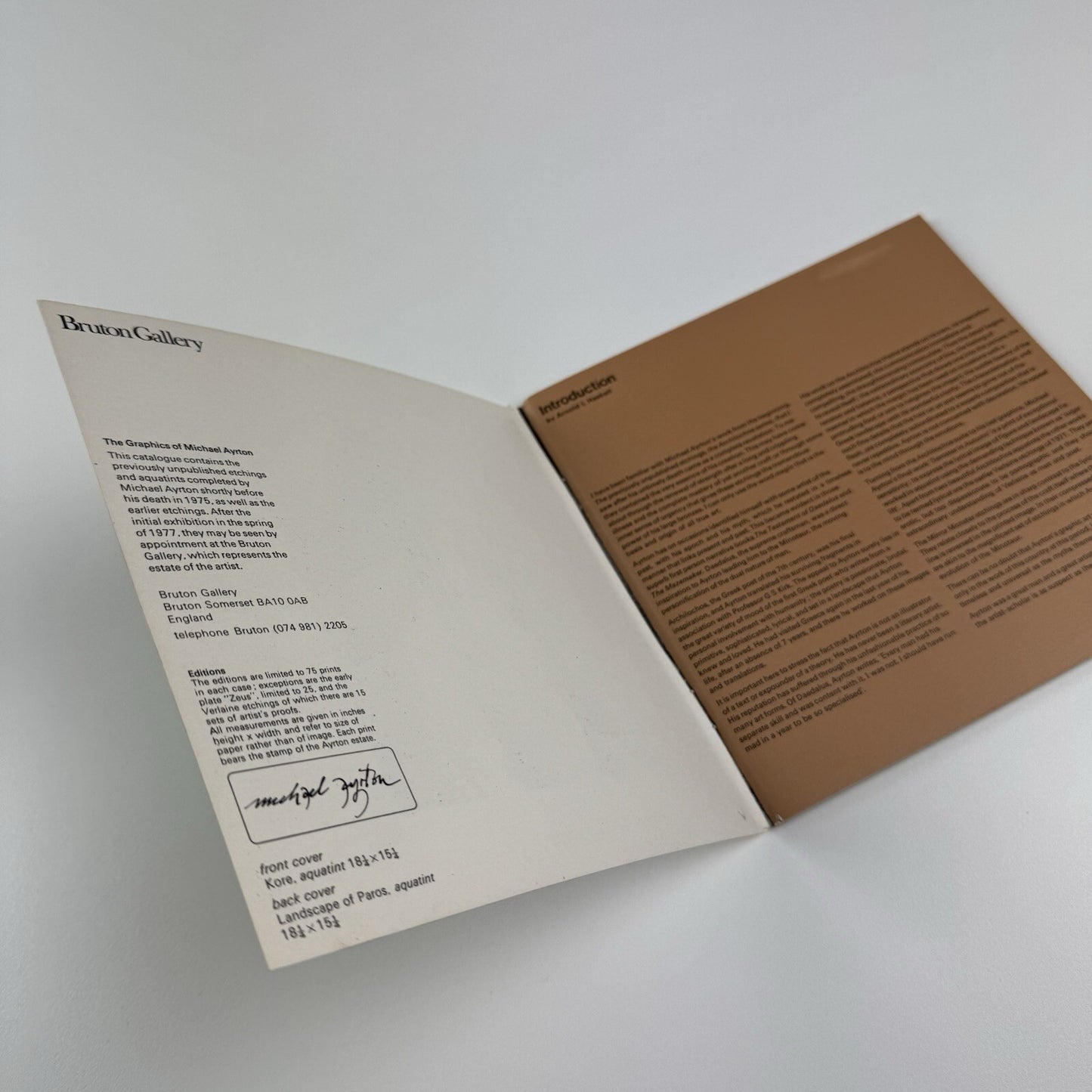 Michael Ayrton Graphics | The Bruton Gallery exhibition catalogue, 1977