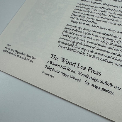 Promotional leaflet for Omega Cuts by Jeremy Greenwood | The Wood Lea Press, 1988