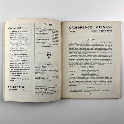 Cambridge Opinion magazine. America | No. 15, June 1959 | edited by Anthony Lester | Cambridge University