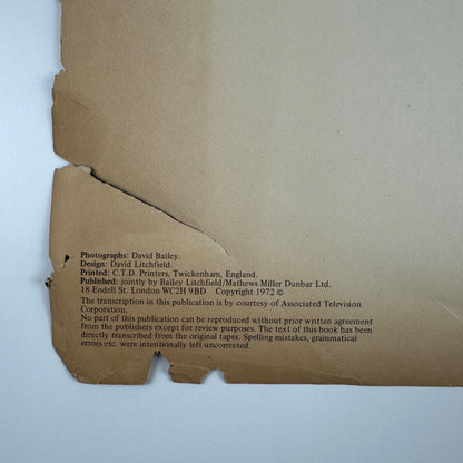 Andy Warhol: Transcript of David Bailey’s ATV Documentary | Bailey Litchfield/Mathews Millar Dunbar Ltd,  1972