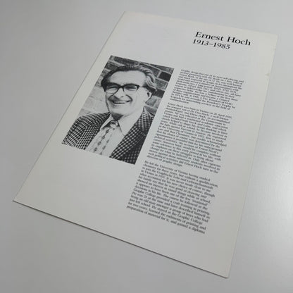 Obituary for Ernest Hoch by Michael Twyman, Department of Typography & Graphic Communication,  University of Reading, June 1985