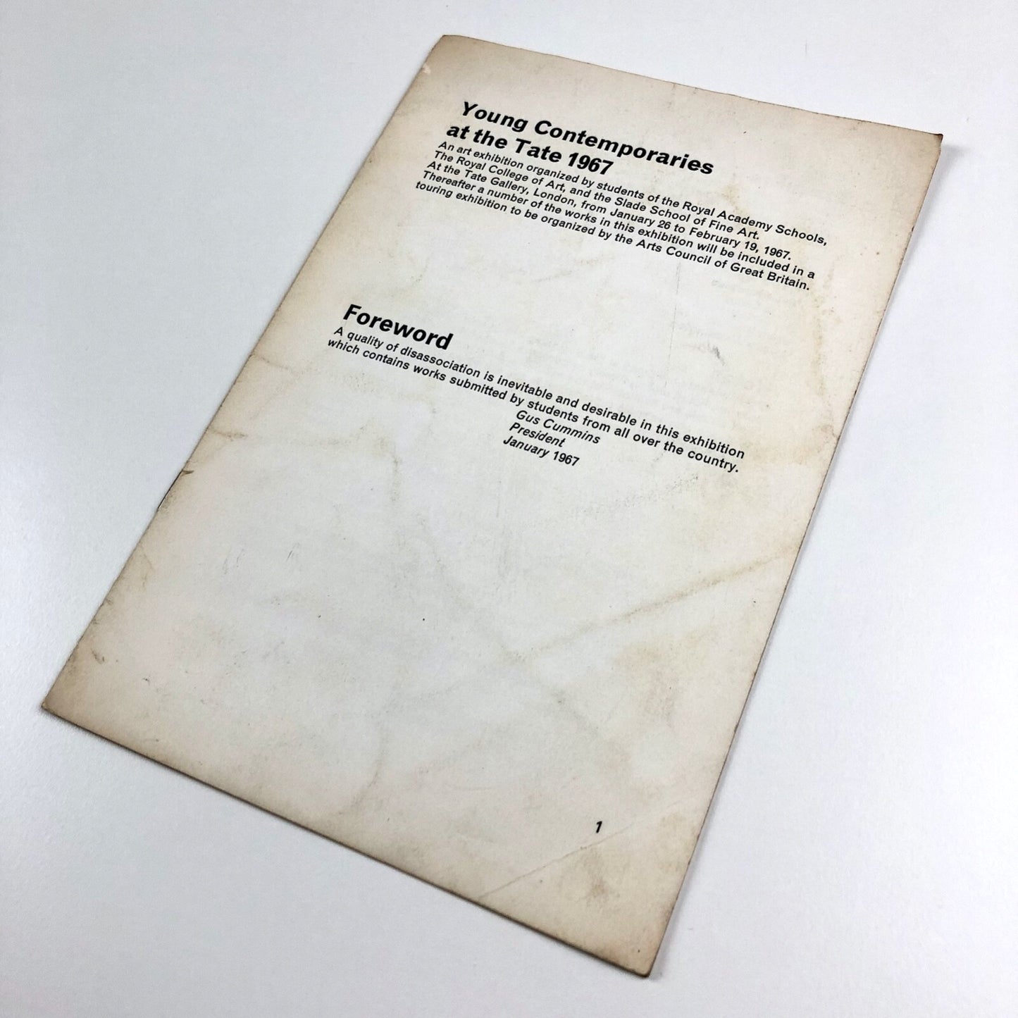 Young Contemporaries at the Tate 1967 | RCA, Royal Academy Schools, Slade School of Art | catalogue booklet
