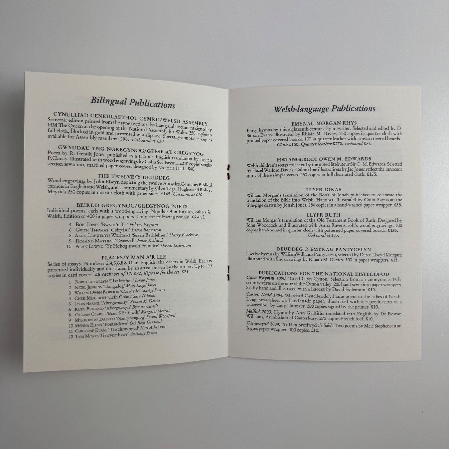 Leaflet Gwasg Gregynog | Books in Print at 1 September 2006