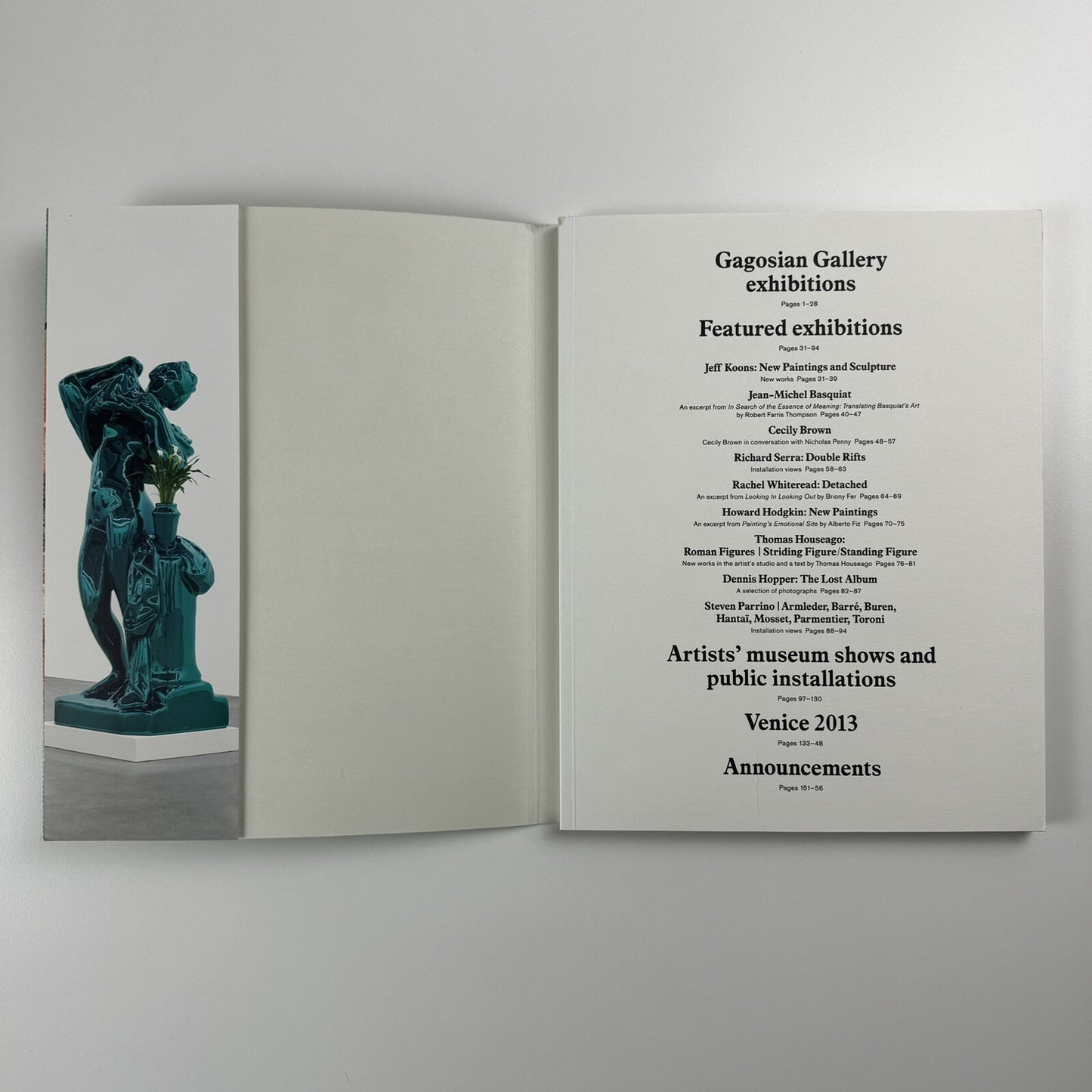 Gagosian Gallery, New York, Summer 2013 catalogue