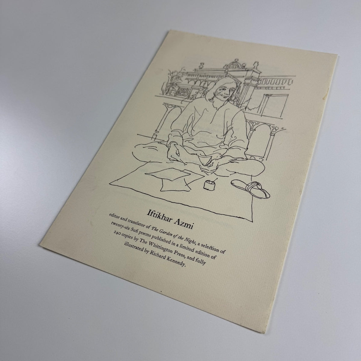 Prospectus for Iftikhar Azmi 26 Sufi poems The Whittington Press, 1979