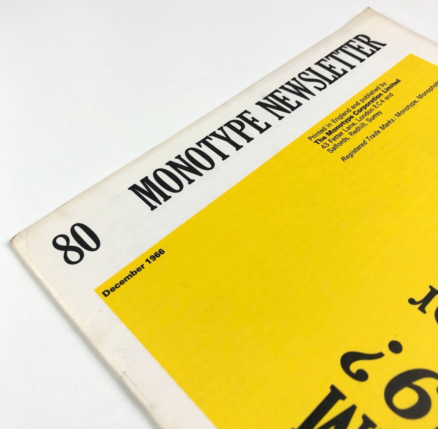 Monotype Newsletter 80 December 1966 | Includes filmsetting, Univers