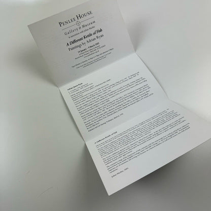 Folded card for A Different Kettle of Fish – paintings by Adrian Ryan |  Penlee Gallery & Museum, 2002