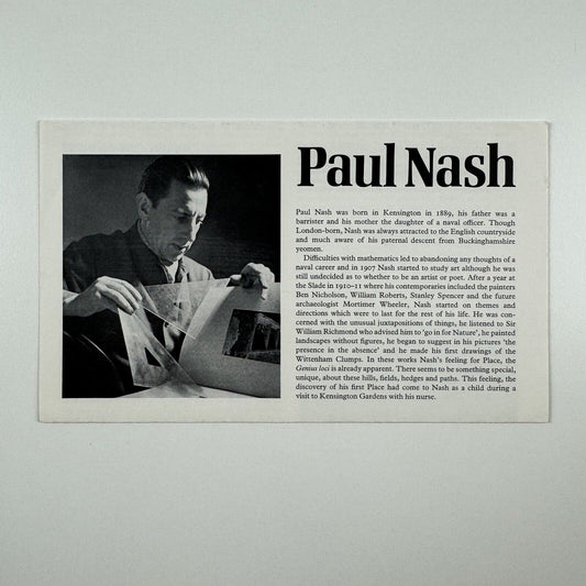 Ephemera: Folding leaflet for Paul Nash exhibition at Tate Gallery 1975