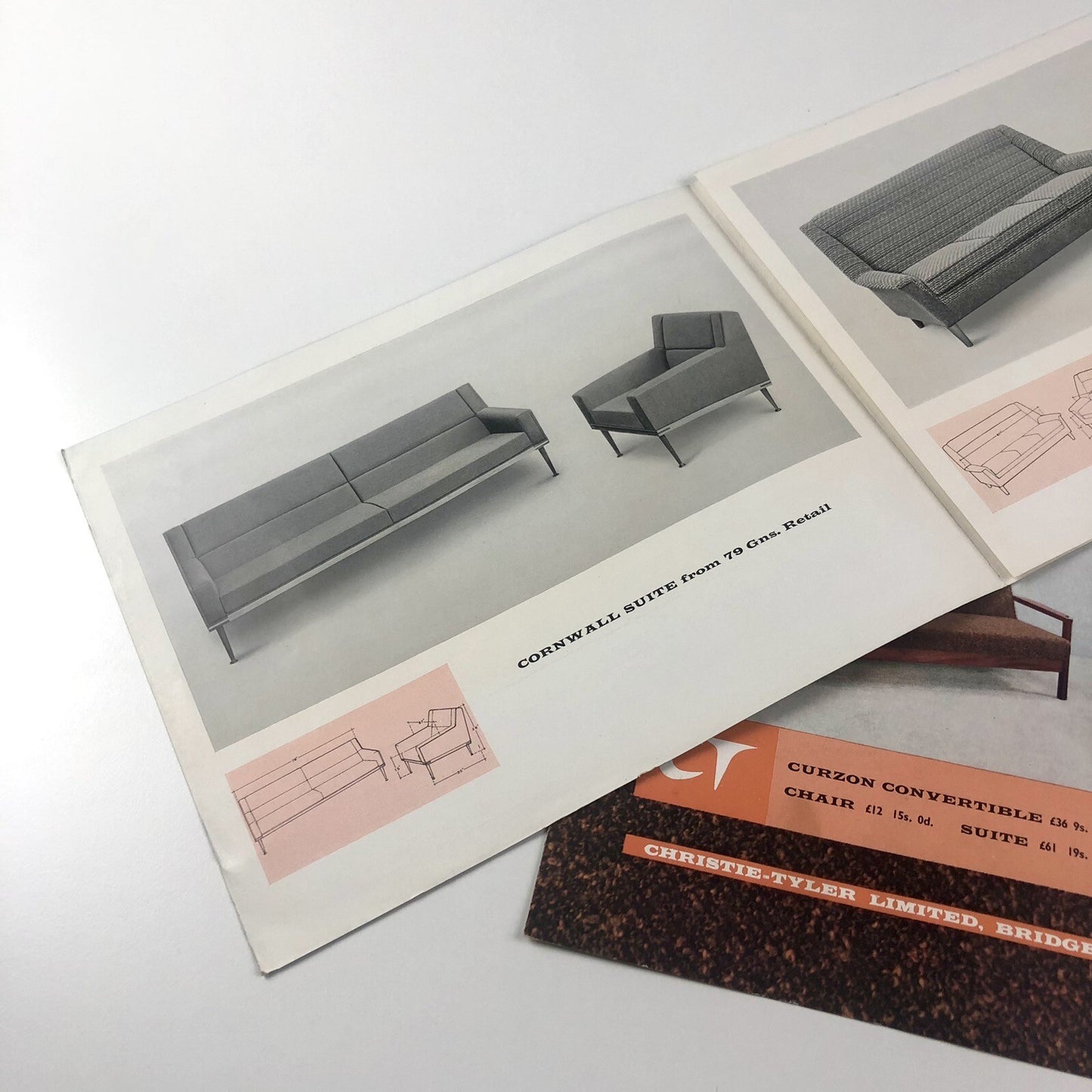 2 x brochures for Curzon Convertible suite & Cliveden Suite | Christie-Tyler Limited, 1962/3