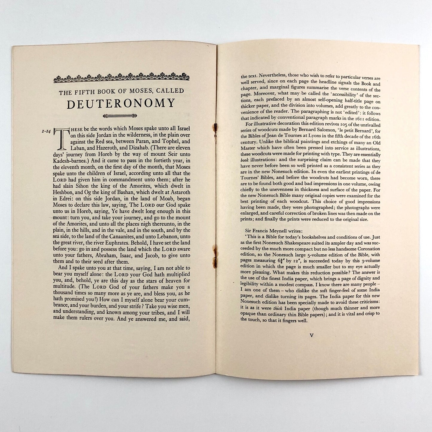 Prospectus for The Bible, September 1963 | Designed by Francis Meynell and printed by the University Press Oxford and the University Press Cambridge | Nonesuch Press