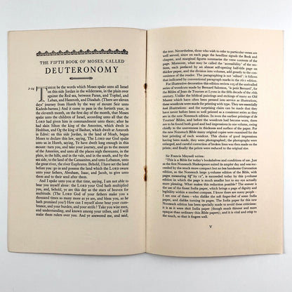 Prospectus for The Bible, September 1963 | Designed by Francis Meynell and printed by the University Press Oxford and the University Press Cambridge | Nonesuch Press