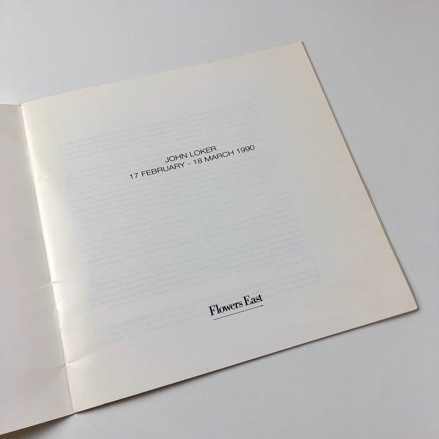 John Loker | Flowers East 1990 exhibition catalogue