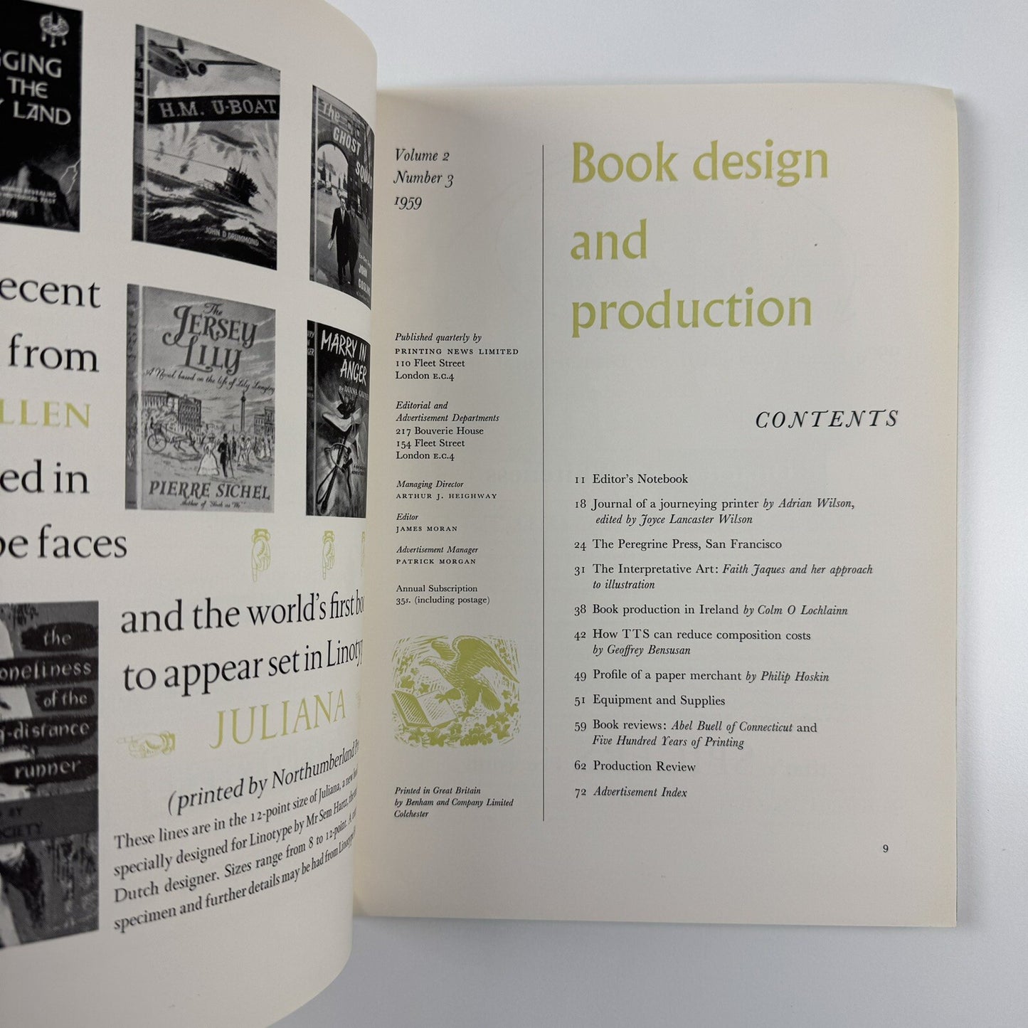Book Design and Production – Vol 2 No 3 1959 | Printing News Ltd | Editor James Moran