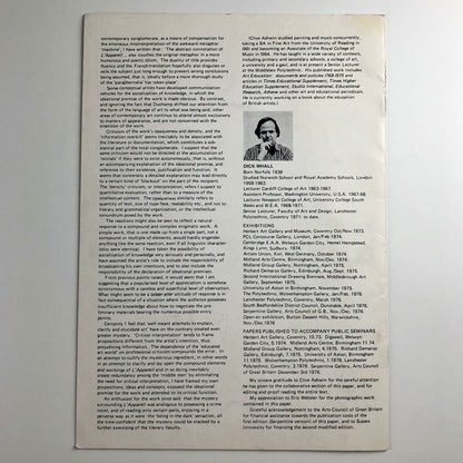 L'Appareil Pédagogique Avec Ses Apanages 1969-77 | Dick Whall | Gardner Centre Gallery leaflet, 1977