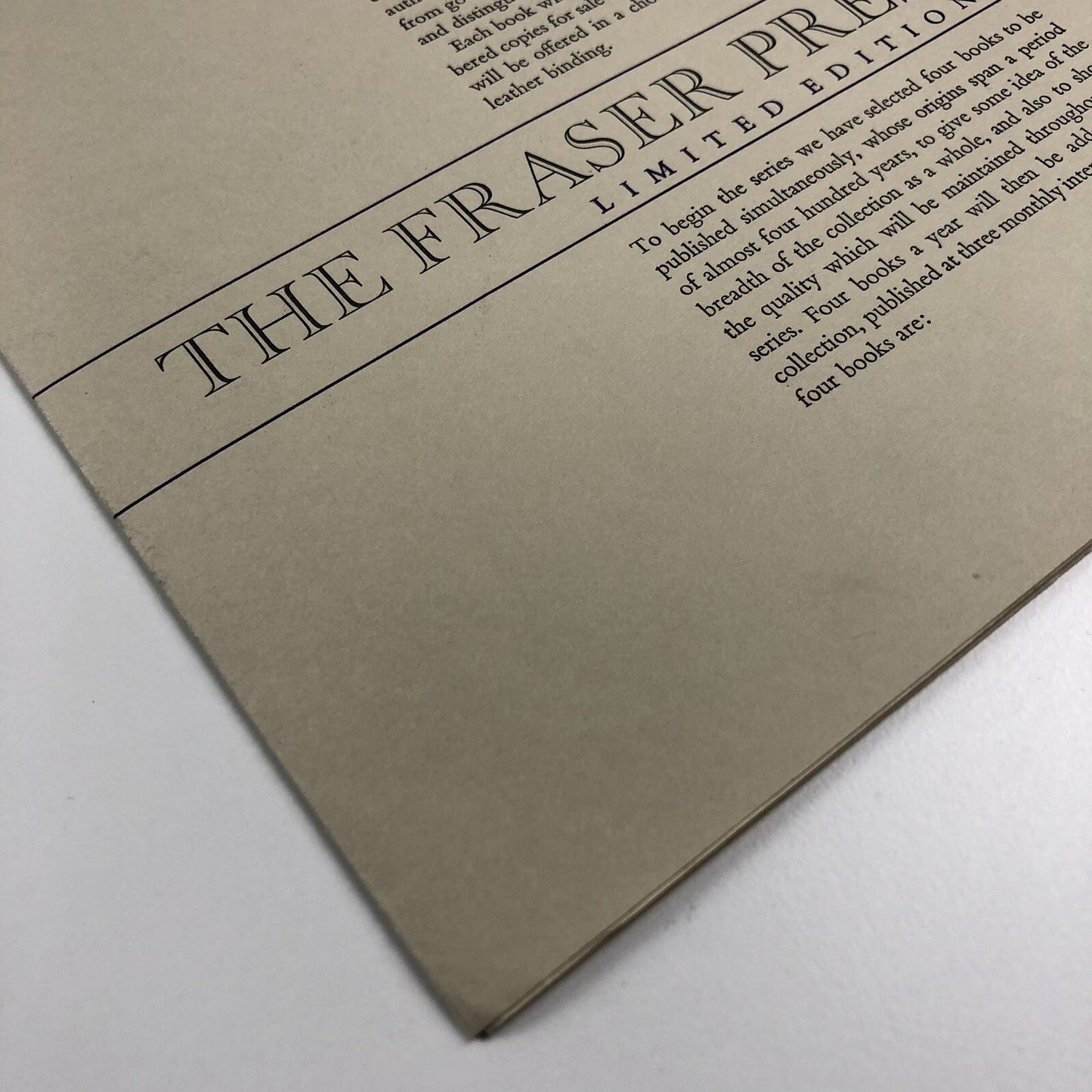 The Fraser Press Limited Editions | Gordon Fraser | Folder and inserts, c1970