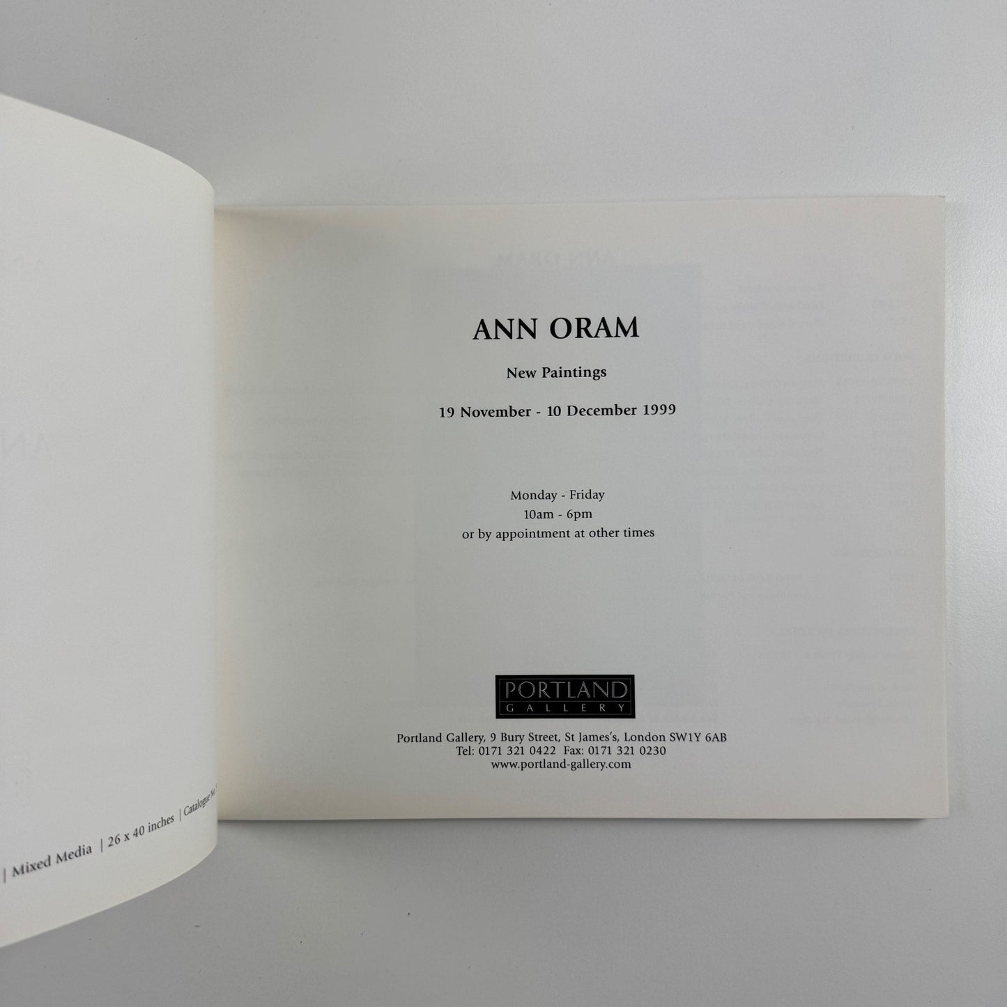 Ann Oram New Paintings | Portland Gallery, London, 1999