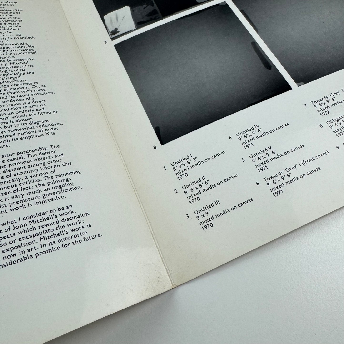 Folding card for John Mitchell. Camden Arts Centre 1972