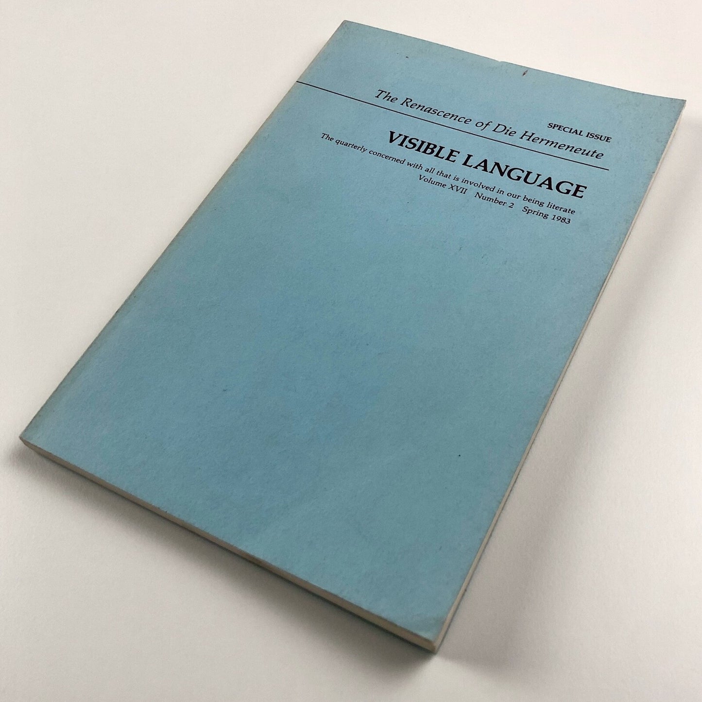 Visible Language journal Vol XVII, No. 2, Spring 1983 | The Renascence of Die Hermeneute