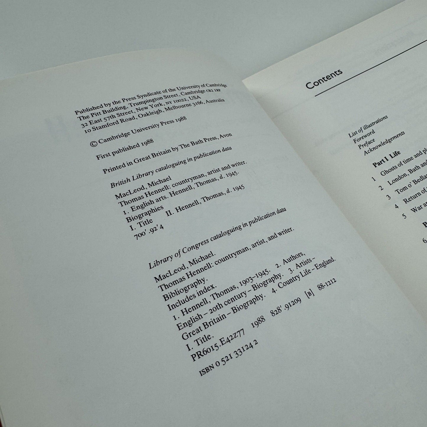 Thomas Hennell. Countryman, artist and writer by Michael MacLeod | Cambridge University Press, 1988 | Signed by the author