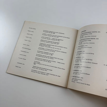 Alan Wood | Alberta College of Art Gallery, 1977 introduction by Arthur Perry