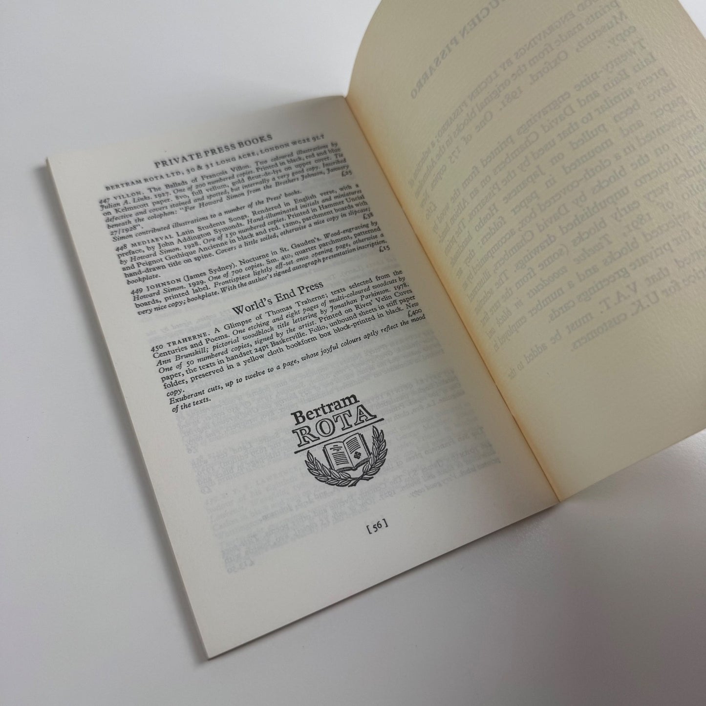Private Press Books and Fine Printing. Bertram Rota cat. no. 224. Winter 1980