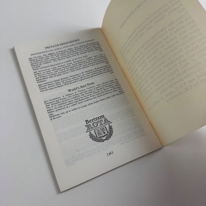 Private Press Books and Fine Printing. Bertram Rota cat. no. 224. Winter 1980
