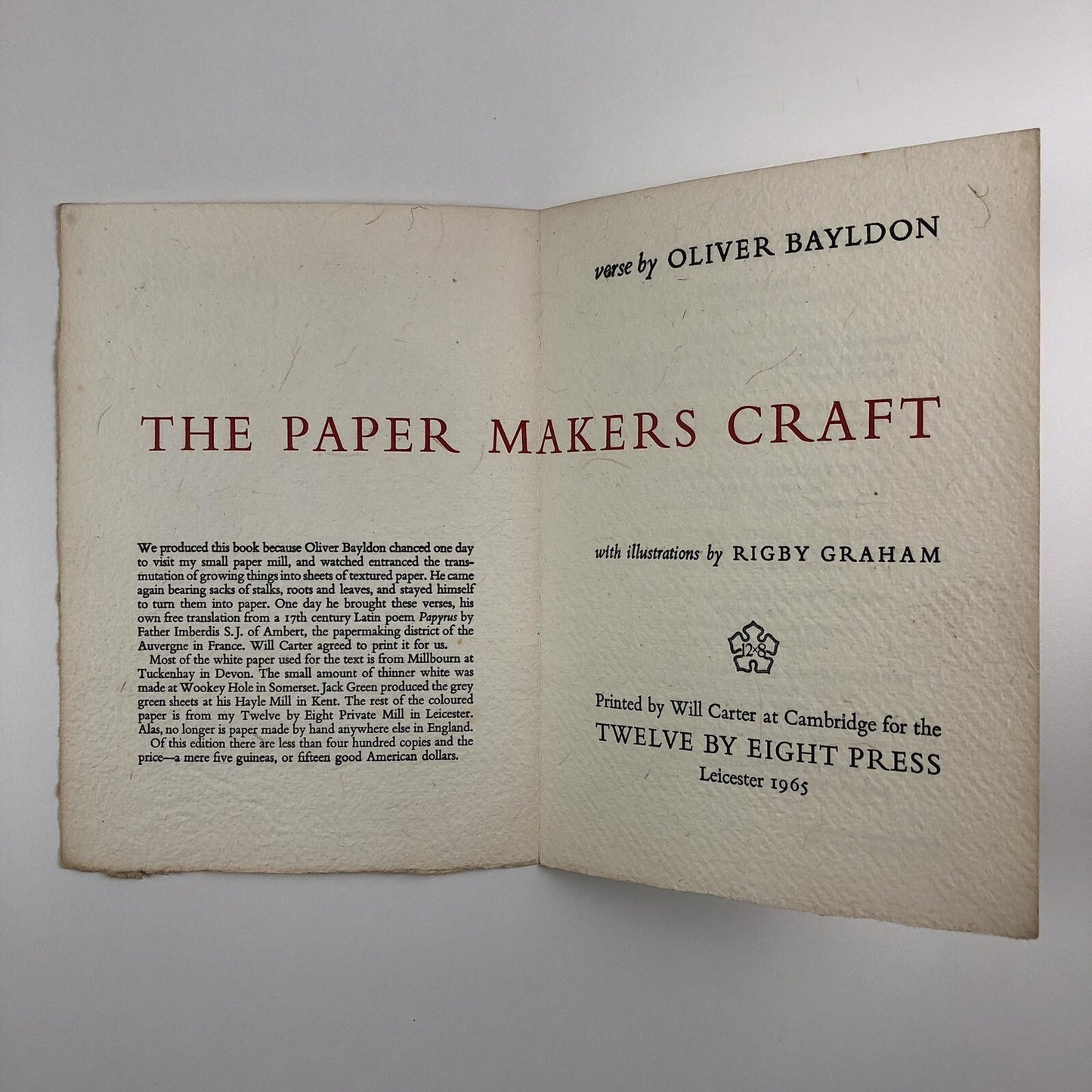 Prospectus – ‘The Paper Makers Craft’ | Will Carter | Twelve by Eight Press 1965