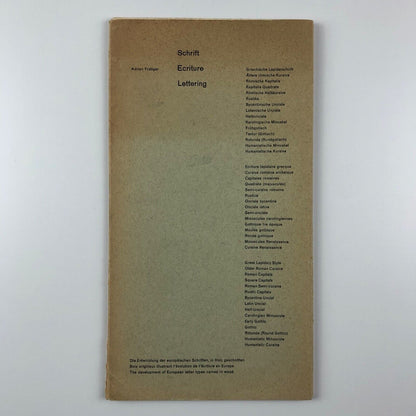 Schrift Ecriture Lettering by Adrian Frutiger | 1951 text by Alfred Willman