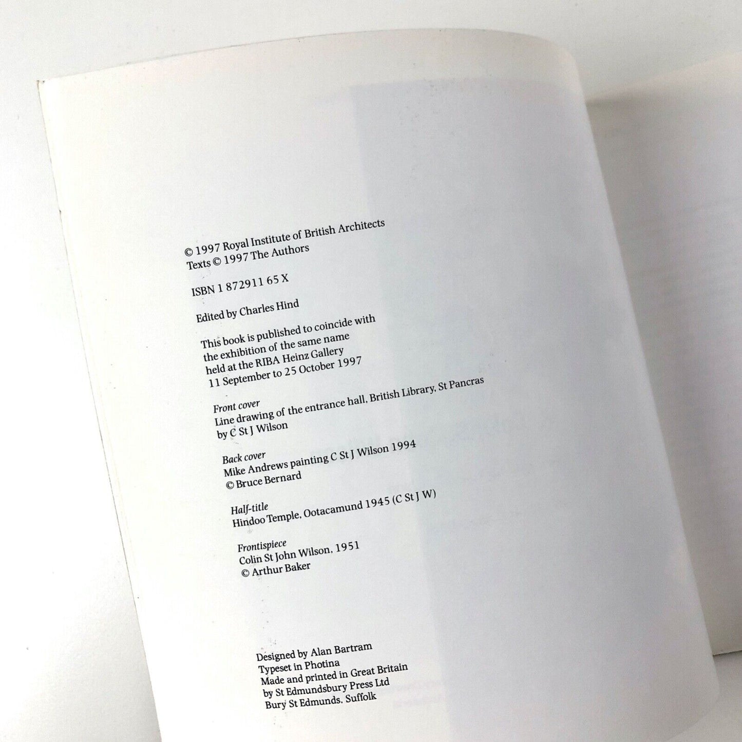Colin St John Wilson | RIBA exhibition catalogue, 1997 | Edited by Charles Hind
