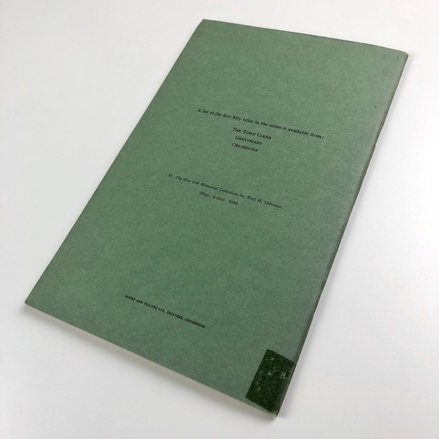 The Eric Gill Memorial Collection – A Catalogue edited by Noel H. Osborne, 1967 | The Chichester Papers no 51