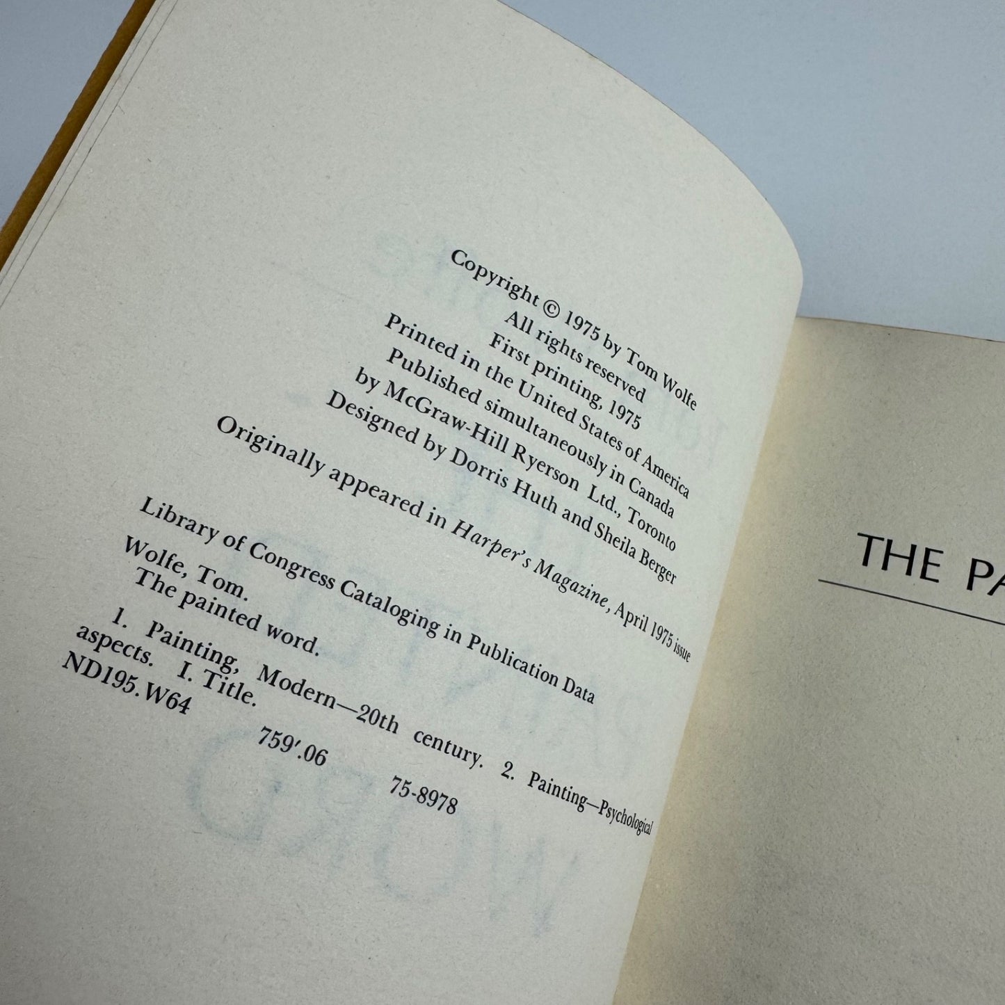 The Painted Word by Tom Wolfe | Farrar, Straus and Giroux, New York, 1975