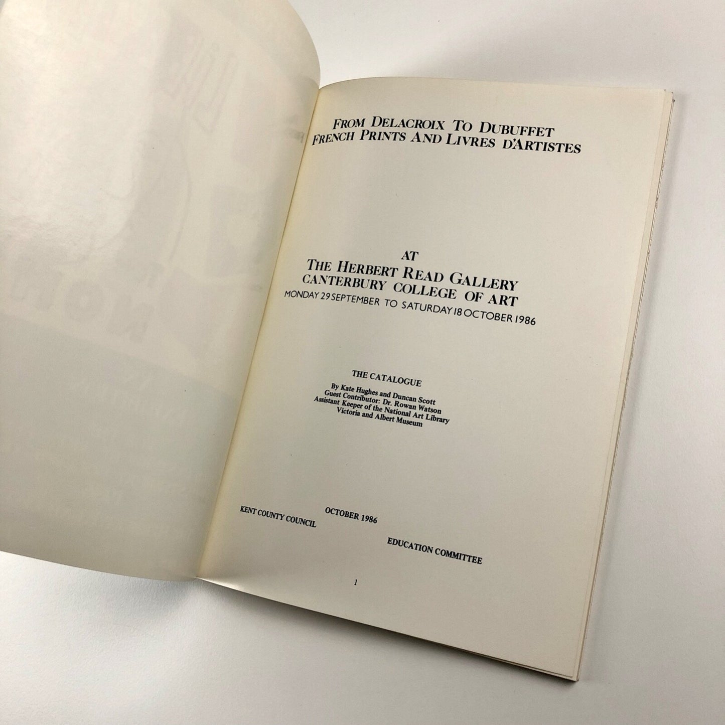 From Delacroix to Dubuffet. French Prints and Livres d’Artistes | Herbert Read Gallery, Canterbury College of Art | 1986 catalogue