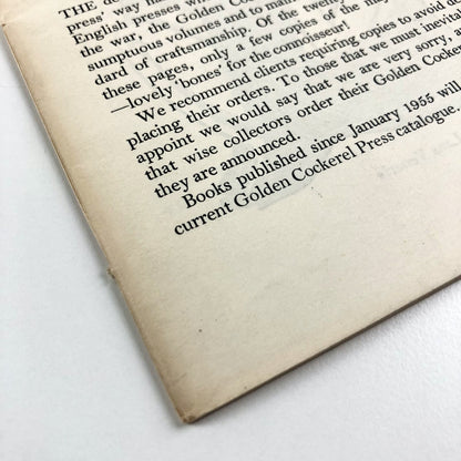 A Thing of Beauty is a Joy Forever Golden Cockerel Press stock list c.1955
