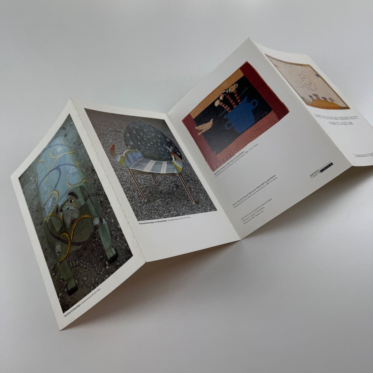 Fold out leaflet for Janet Bolton & Gerard Rigot | Contemporary Applied Arts 1989