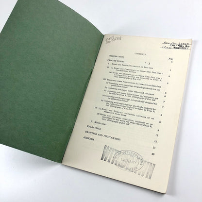 The Eric Gill Memorial Collection – A Catalogue edited by Noel H. Osborne, 1967 | The Chichester Papers no 51