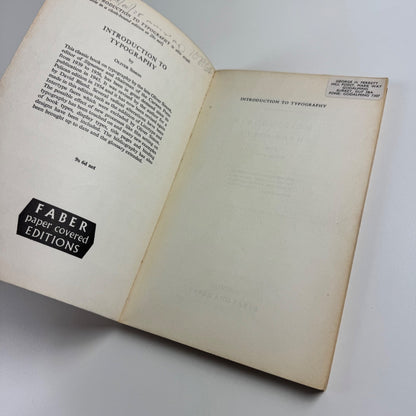 Introduction to Typography by Oliver Simon | Faber & Faber, London, 1963